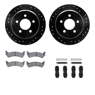 R1 Concepts® - Drilled and Slotted Rear Brake Kit with Optimum OE Pads