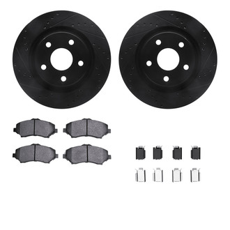 R1 Concepts® - Drilled and Slotted Front Brake Kit with Optimum OE Pads