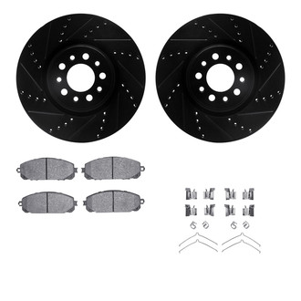 R1 Concepts® - Drilled and Slotted Front Brake Kit with Optimum OE Pads
