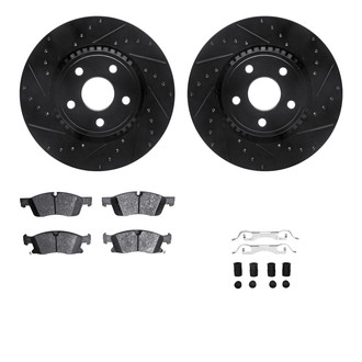 R1 Concepts® - Drilled and Slotted Front Brake Kit with Optimum OE Pads