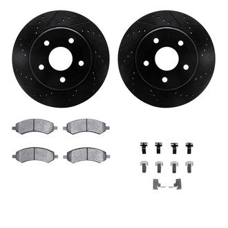 R1 Concepts® - Drilled and Slotted Front Brake Kit with Optimum OE Pads