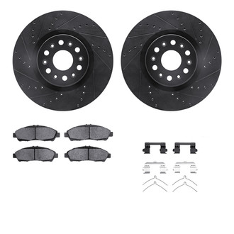 R1 Concepts® - Drilled and Slotted Front Brake Kit with Optimum OE Pads