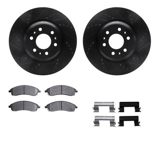 R1 Concepts® - Drilled and Slotted Front Brake Kit with Optimum OE Pads
