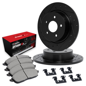 R1 Concepts® - Drilled and Slotted Front Brake Kit with Optimum OE Pads