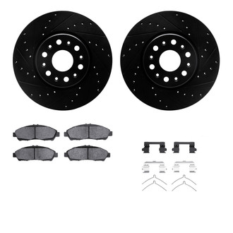 R1 Concepts® - Drilled and Slotted Front Brake Kit with Optimum OE Pads