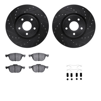 R1 Concepts® - Drilled and Slotted Front Brake Kit with Optimum OE Pads