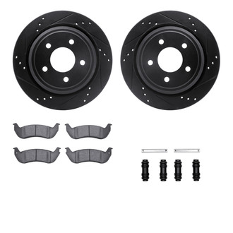 R1 Concepts® - Drilled and Slotted Rear Brake Kit with Optimum OE Pads