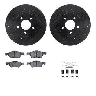 R1 Concepts® - Drilled and Slotted Front Brake Kit with Optimum OE Pads