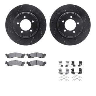 R1 Concepts® - Drilled and Slotted Front Brake Kit with Optimum OE Pads