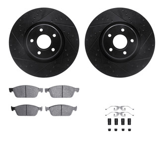R1 Concepts® - Drilled and Slotted Front Brake Kit with Optimum OE Pads