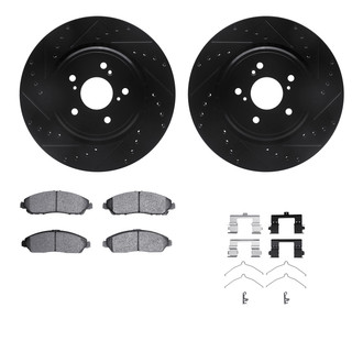 R1 Concepts® - Drilled and Slotted Front Brake Kit with Optimum OE Pads