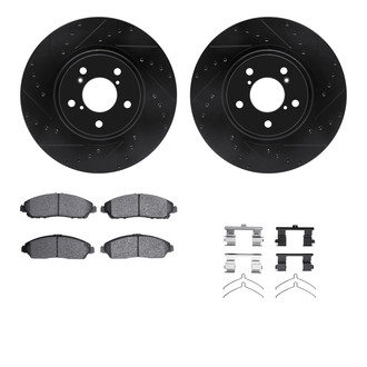 R1 Concepts® - Drilled and Slotted Front Brake Kit with Optimum OE Pads