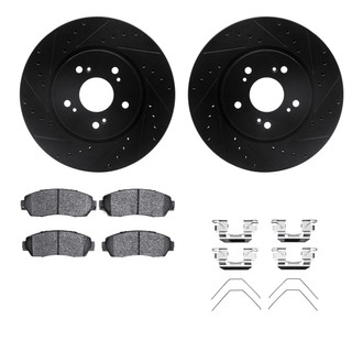R1 Concepts® - Drilled and Slotted Front Brake Kit with Optimum OE Pads