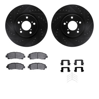 R1 Concepts® - Drilled and Slotted Front Brake Kit with Optimum OE Pads