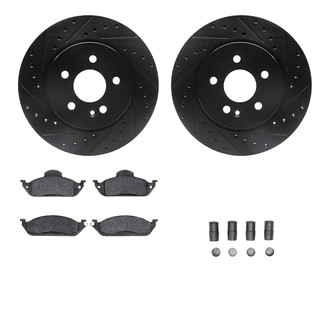 R1 Concepts® - Drilled and Slotted Front Brake Kit with Optimum OE Pads