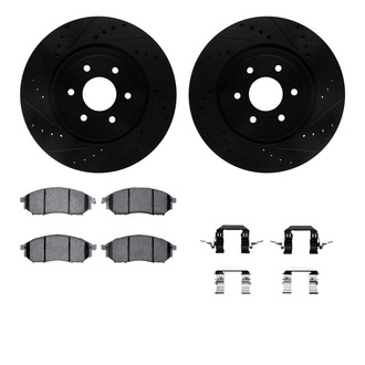 R1 Concepts® - Drilled and Slotted Front Brake Kit with Optimum OE Pads