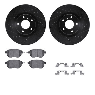 R1 Concepts® - Drilled and Slotted Front Brake Kit with Optimum OE Pads