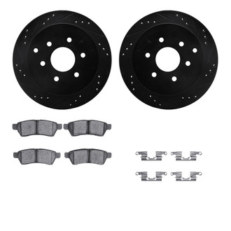 R1 Concepts® - Drilled and Slotted Rear Brake Kit with Optimum OE Pads