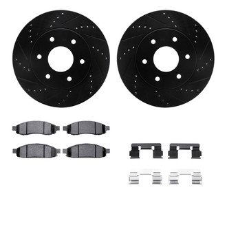 R1 Concepts® - Drilled and Slotted Front Brake Kit with Optimum OE Pads