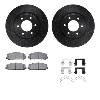 R1 Concepts® - Drilled and Slotted Front Brake Kit with Optimum OE Pads