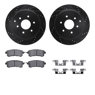 R1 Concepts® - Drilled and Slotted Rear Brake Kit with Optimum OE Pads