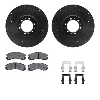 R1 Concepts® - Drilled and Slotted Front Brake Kit with Optimum OE Pads
