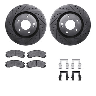 R1 Concepts® - Drilled and Slotted Front Brake Kit with Optimum OE Pads