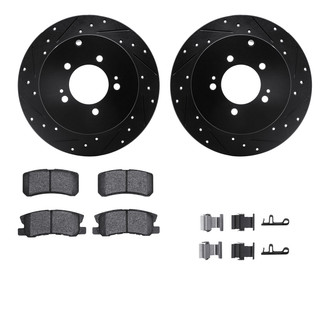R1 Concepts® - Drilled and Slotted Rear Brake Kit with Optimum OE Pads