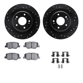 R1 Concepts® - Drilled and Slotted Rear Brake Kit with Optimum OE Pads