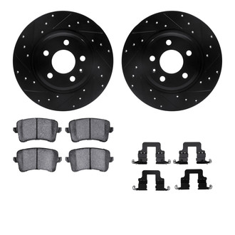 R1 Concepts® - Drilled and Slotted Rear Brake Kit with Optimum OE Pads