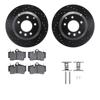 R1 Concepts® - Drilled and Slotted Rear Brake Kit with Optimum OE Pads