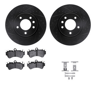 R1 Concepts® - Drilled and Slotted Front Brake Kit with Optimum OE Pads