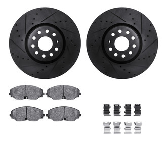 R1 Concepts® - Drilled and Slotted Front Brake Kit with Optimum OE Pads