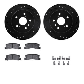 R1 Concepts® - Drilled and Slotted Rear Brake Kit with Optimum OE Pads