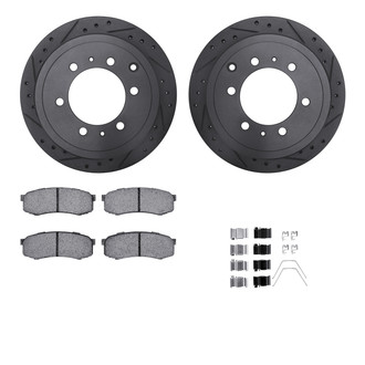 R1 Concepts® - Drilled and Slotted Rear Brake Kit with Optimum OE Pads