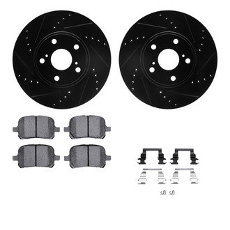 R1 Concepts® - Drilled and Slotted Front Brake Kit with Optimum OE Pads