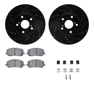 R1 Concepts® - Drilled and Slotted Front Brake Kit with Optimum OE Pads
