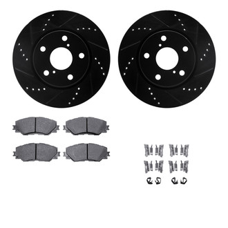 R1 Concepts® - Drilled and Slotted Front Brake Kit with Optimum OE Pads