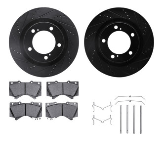 R1 Concepts® - Drilled and Slotted Front Brake Kit with Optimum OE Pads
