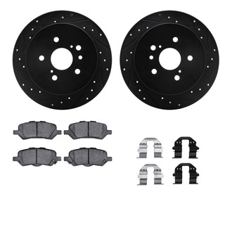 R1 Concepts® WHUH1-76169 - Drilled and Slotted Rear Brake Kit with Optimum OE Pads