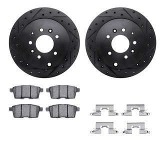 R1 Concepts® - Drilled and Slotted Rear Brake Kit with Optimum OE Pads