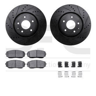 R1 Concepts® - Drilled and Slotted Front Brake Kit with Optimum OE Pads