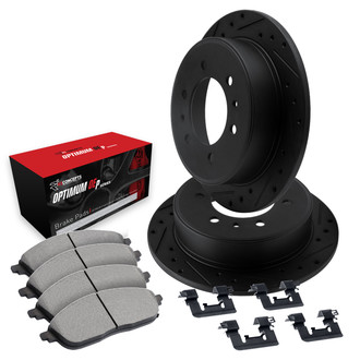 R1 Concepts® - Drilled and Slotted Rear Brake Kit with Optimum OE Pads