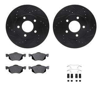 R1 Concepts® - Drilled and Slotted Front Brake Kit with Optimum OE Pads