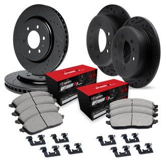R1 Concepts® - Drilled and Slotted Front and Rear Brake Kit with Optimum OE Pads