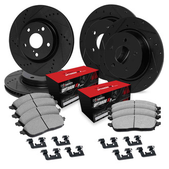 R1 Concepts® - Drilled and Slotted Front and Rear Brake Kit with Optimum OE Pads