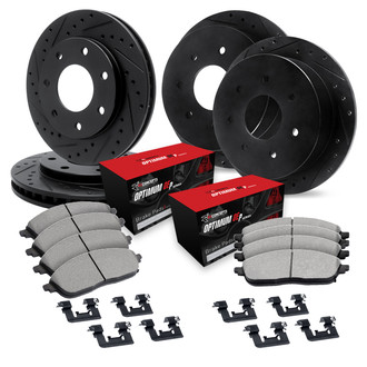 R1 Concepts® - Drilled and Slotted Front and Rear Brake Kit with Optimum OE Pads