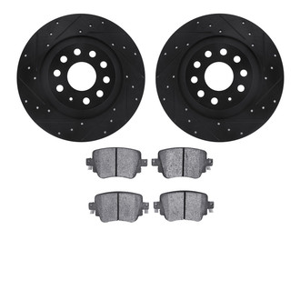 R1 Concepts® - Drilled and Slotted Rear Brake Kit with Optimum OE Pads
