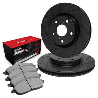 R1 Concepts® - Drilled and Slotted Rear Brake Kit with Optimum OE Pads