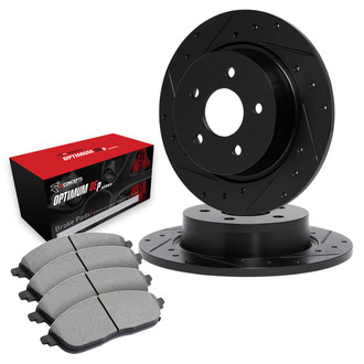 R1 Concepts® - Drilled and Slotted Rear Brake Kit with Optimum OE Pads